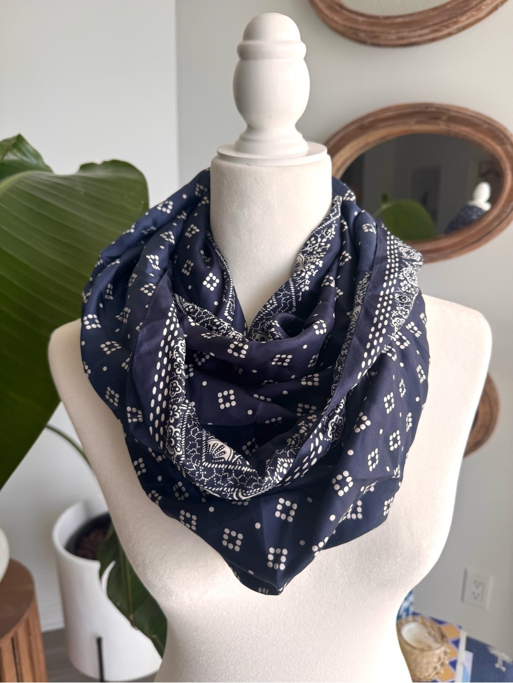 J crew Navy blue Bandana Print Infinity Scarf